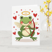 Cupid Frog Valentine Love Card Karte (Gelbe Blume)