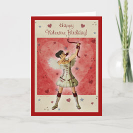 Cupid Girl Happy Valentine Birthday Blank Card Feiertagskarte
