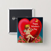 Cupid Happy Valentine's Day Button (Vorne & Hinten)