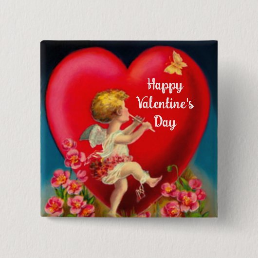 Cupid Happy Valentine's Day Button (Vorderseite)