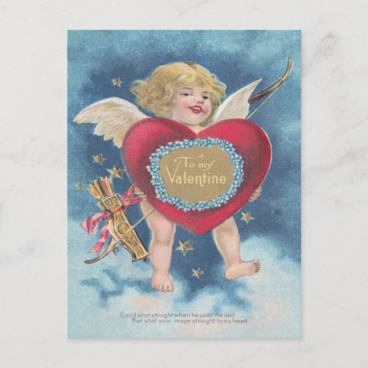 Cupid Heart Bow Arrow Stars Wolken Himmel Postkarte (Vorderseite)