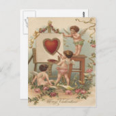 Cupid Heart Painting Rose Rose Postkarte (Vorne/Hinten)