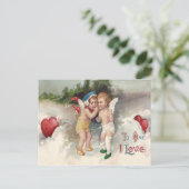 Cupid Heart Snow Cherub Angel Postkarte (Stehend Vorderseite)