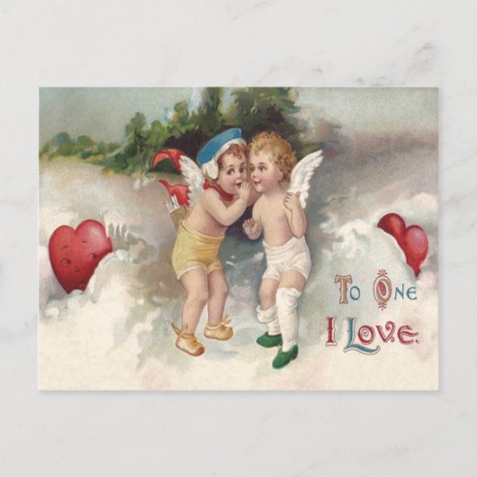 Cupid Heart Snow Cherub Angel Postkarte (Vorderseite)
