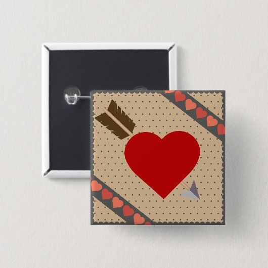 Cupid Heart with Arrow Romantic Valentines Pattern Button (Vorne & Hinten)