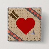 Cupid Heart with Arrow Romantic Valentines Pattern Button (Vorderseite)