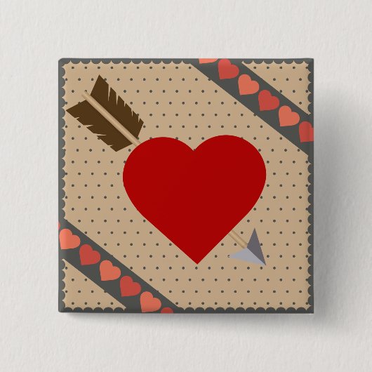 Cupid Heart with Arrow Romantic Valentines Pattern Button (Vorderseite)