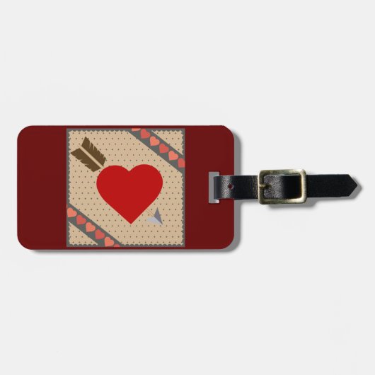 Cupid Heart with Arrow Romantic Valentines Pattern Gepäckanhänger (Vorderseite horizontal)
