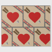 Cupid Heart with Arrow Romantic Valentines Pattern Geschenkpapier (Flach)
