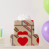 Cupid Heart with Arrow Romantic Valentines Pattern Geschenkpapier