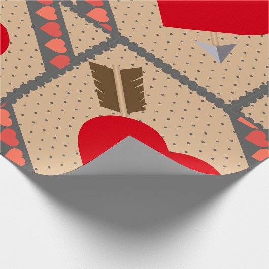 Cupid Heart with Arrow Romantic Valentines Pattern Geschenkpapier