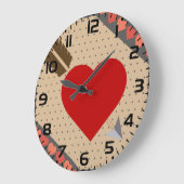 Cupid Heart with Arrow Romantic Valentines Pattern Große Wanduhr (Winkel)