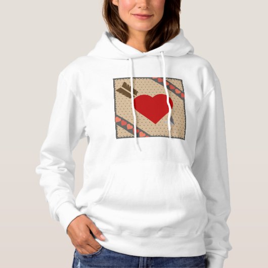 Cupid Heart with Arrow Romantic Valentines Pattern Hoodie (Vorderseite)