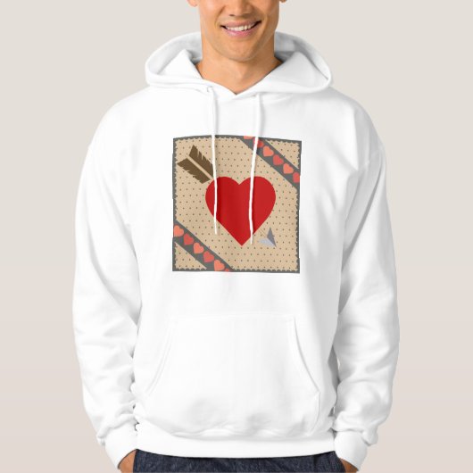Cupid Heart with Arrow Romantic Valentines Pattern Hoodie (Vorderseite)
