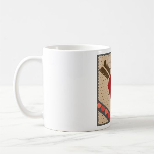 Cupid Heart with Arrow Romantic Valentines Pattern Kaffeetasse (Links)