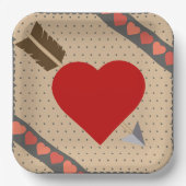 Cupid Heart with Arrow Romantic Valentines Pattern Pappteller (Vorderseite)