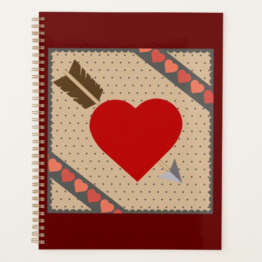Cupid Heart with Arrow Romantic Valentines Pattern Planer (Vorderseite)