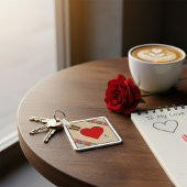 Cupid Heart with Arrow Romantic Valentines Pattern Schlüsselanhänger