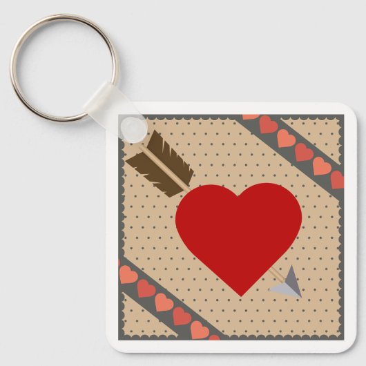 Cupid Heart with Arrow Romantic Valentines Pattern Schlüsselanhänger (Vorderseite)