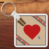 Cupid Heart with Arrow Romantic Valentines Pattern Schlüsselanhänger (Vorderseite)