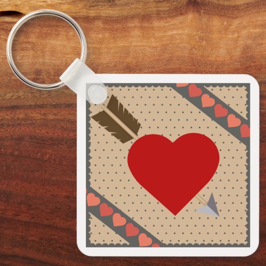 Cupid Heart with Arrow Romantic Valentines Pattern Schlüsselanhänger (Vorderseite)