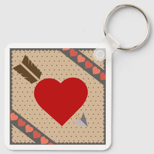 Cupid Heart with Arrow Romantic Valentines Pattern Schlüsselanhänger (Rückseite)