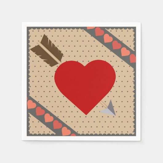 Cupid Heart with Arrow Romantic Valentines Pattern Serviette (Vorderseite)