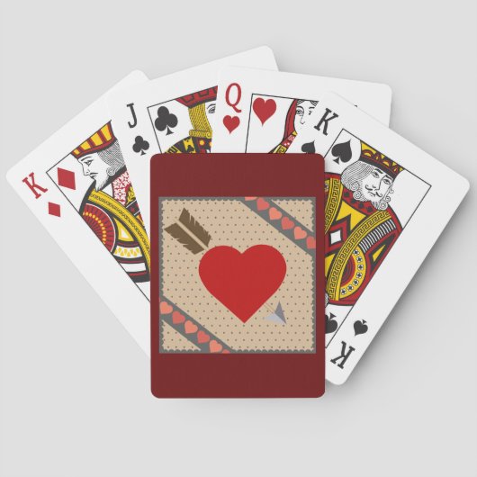 Cupid Heart with Arrow Romantic Valentines Pattern Spielkarten (Rückseite)
