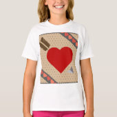 Cupid Heart with Arrow Romantic Valentines Pattern T-Shirt (Vorderseite)