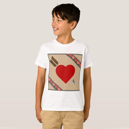 Cupid Heart with Arrow Romantic Valentines Pattern T-Shirt (Vorne ganz)
