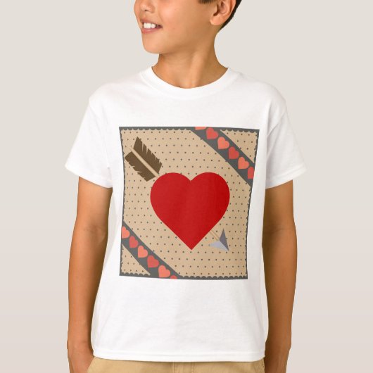 Cupid Heart with Arrow Romantic Valentines Pattern T-Shirt (Vorderseite)