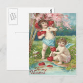 Cupid-Herz-Baum-Teich Postkarte (Vorne/Hinten)