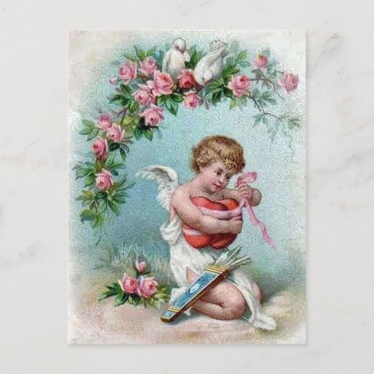 Cupid Holding Heart Postkarte (Vorderseite)