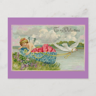 Cupid in einem Boot Grußkarte Postkarte