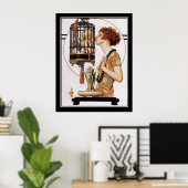 Cupid in einem Käfig Art Deco Print Poster (Heimbüro)