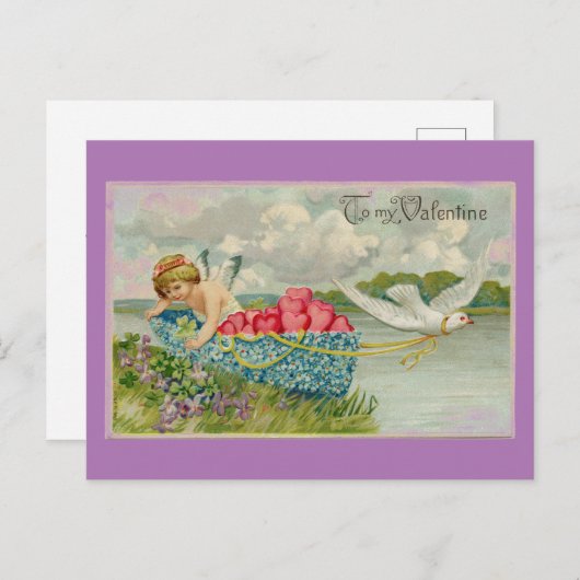 Cupid in einer Bootspostkarte Postkarte (Vorne/Hinten)