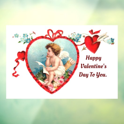 Cupid in Heart Window Cloning Fensteraufkleber (Blatt 3)