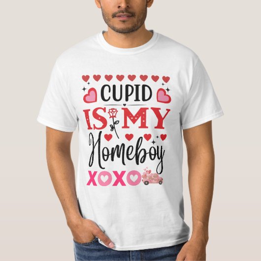 Cupid ist mein Zuhause Boy Romantische Trendfarben T-Shirt (Vorderseite)