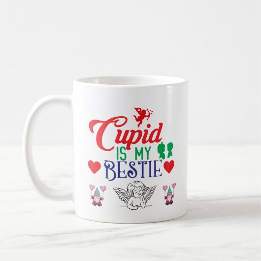 Cupid ist meine Bestie Romantische Valentinertrend Kaffeetasse (Links)