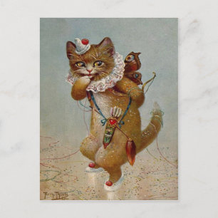 Cupid-Katze Vintage Postkarte frühe 1900er Jahre