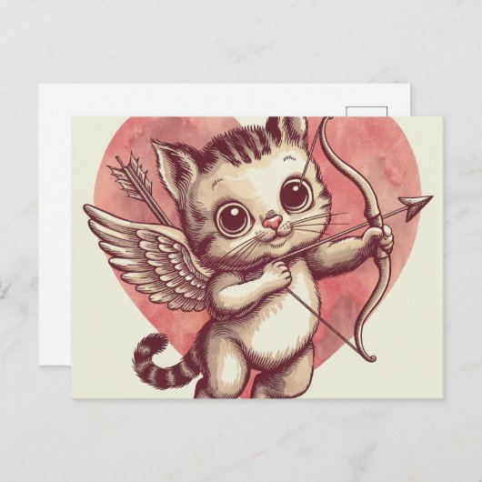 Cupid Kitten Postkarte (Vorne/Hinten)