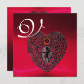 CUPID LACE HEART MONOGRAM, rot-burgund schwarz Ankündigung (Vorne/Hinten)