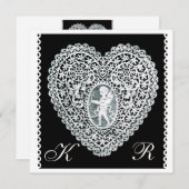 CUPID LACE HEART MONOGRAMM Eis Metallic Ankündigung (Vorne/Hinten)