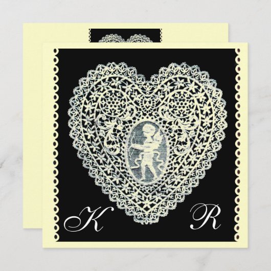CUPID LACE HEART MONOGRAMM Eis Metallic Ankündigung (Vorne/Hinten)