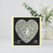CUPID LACE HEART MONOGRAMM Eis Metallic Ankündigung (Stehend Vorderseite)