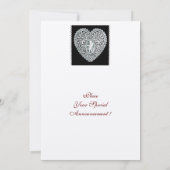 CUPID LACE HEART MONOGRAMM Gold Metallic Papier Einladung (Rückseite)