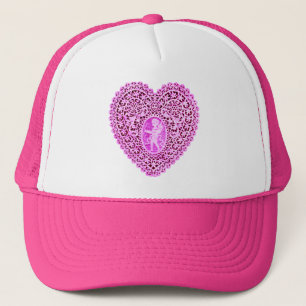 CUPID LACE HEART , Pink Violet Truckerkappe