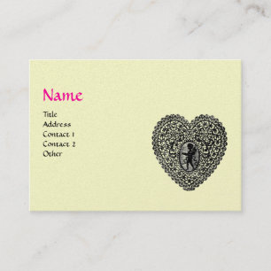 CUPID LACE HERZ MONOGRAMM ,rosa, fuchsia gold Visitenkarte