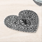 CUPID LACE HERZ SCHWARZ WEISS BLUMEN VALENTINSTAG UNTERSETZER (angewinkelt)
