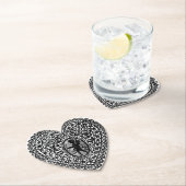 CUPID LACE HERZ SCHWARZ WEISS BLUMEN VALENTINSTAG UNTERSETZER (Vor Ort)
